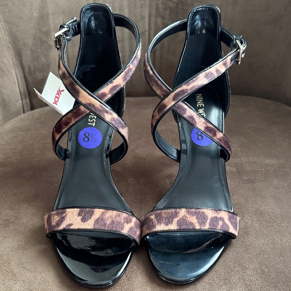 Nine West Leopard Print Strappy Heels - Picture 5 of 6